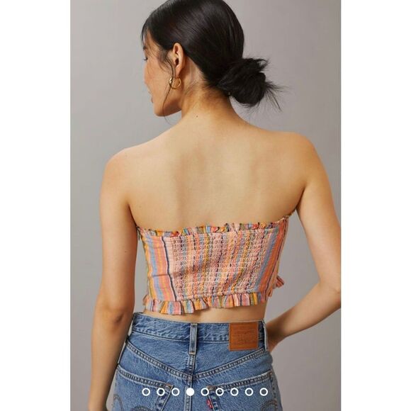 New Anthropologie Rainbow Smocked Top Size M - Picture 3 of 10